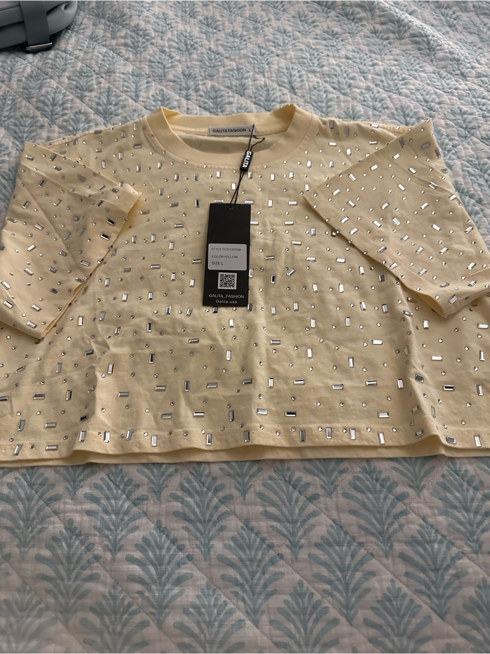 Galita Fashion Yellow Embellished Crop Top